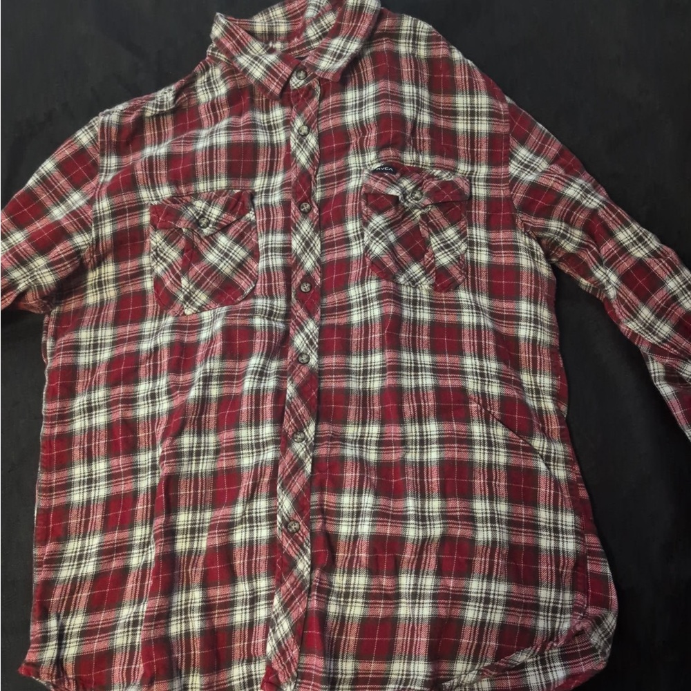 RVCA Red and White Plaid Men's Shirt